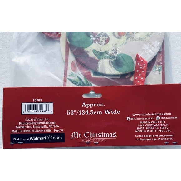 Mr. Christmas Banner JOY Red Green Santa Retro 1950s Look Polka Dot Ribbon 53" - Picture 6 of 9